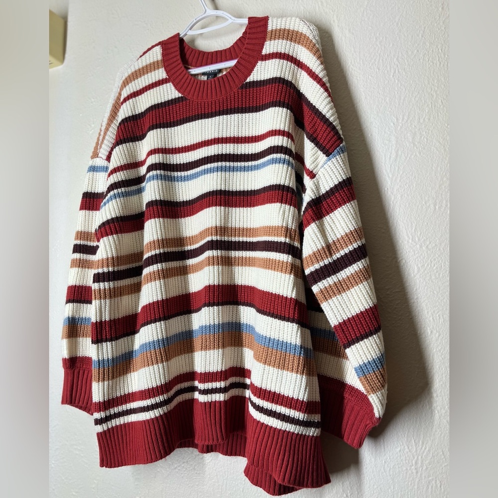 Torrid Size 3 Striped Pullover Drop Shoulder Sweater Autumn Color Palate